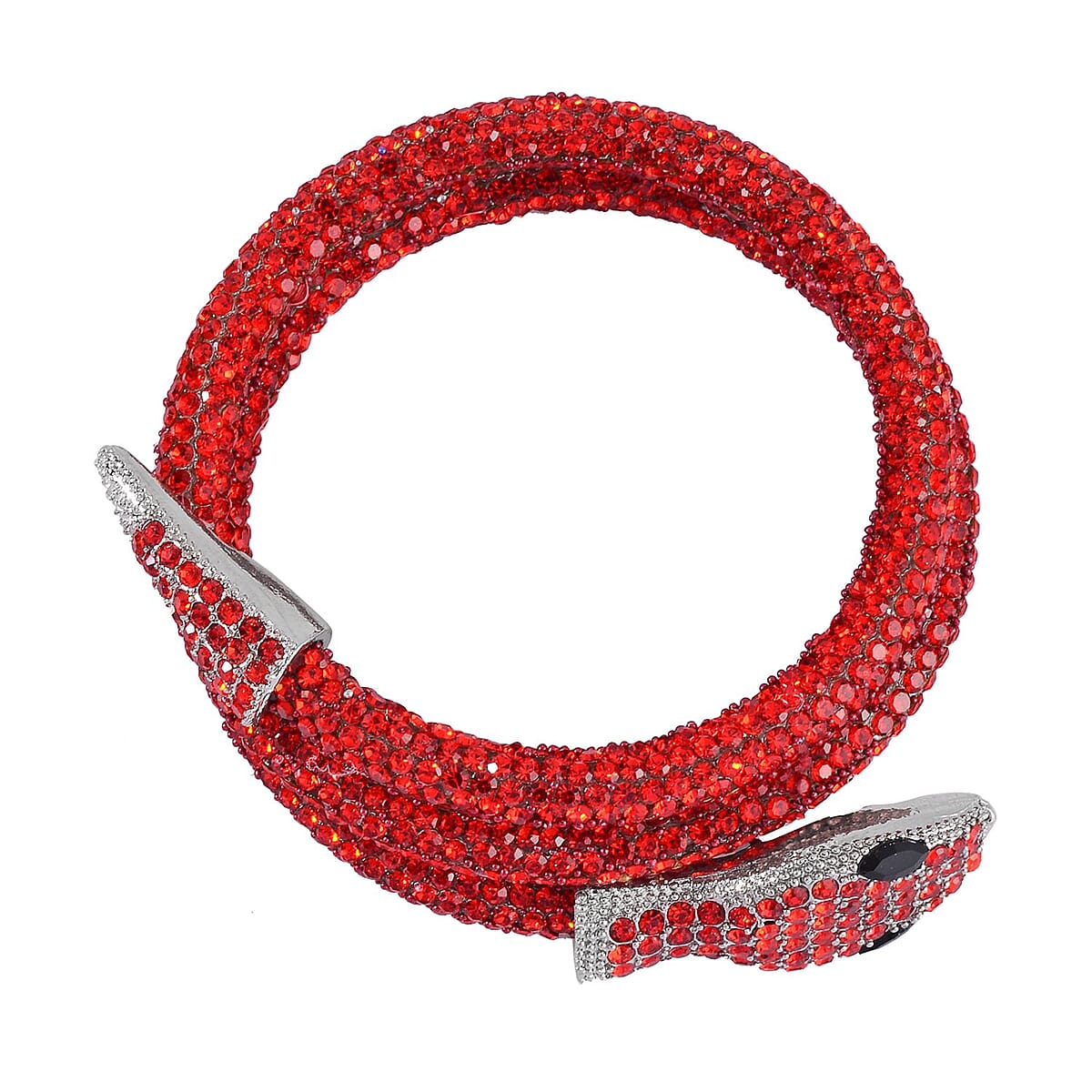 Black and Red Austrian Crystal Necklace 16 Inches and Bracelet (6.50-7.50In) and Earrings in Silvertone image number 7