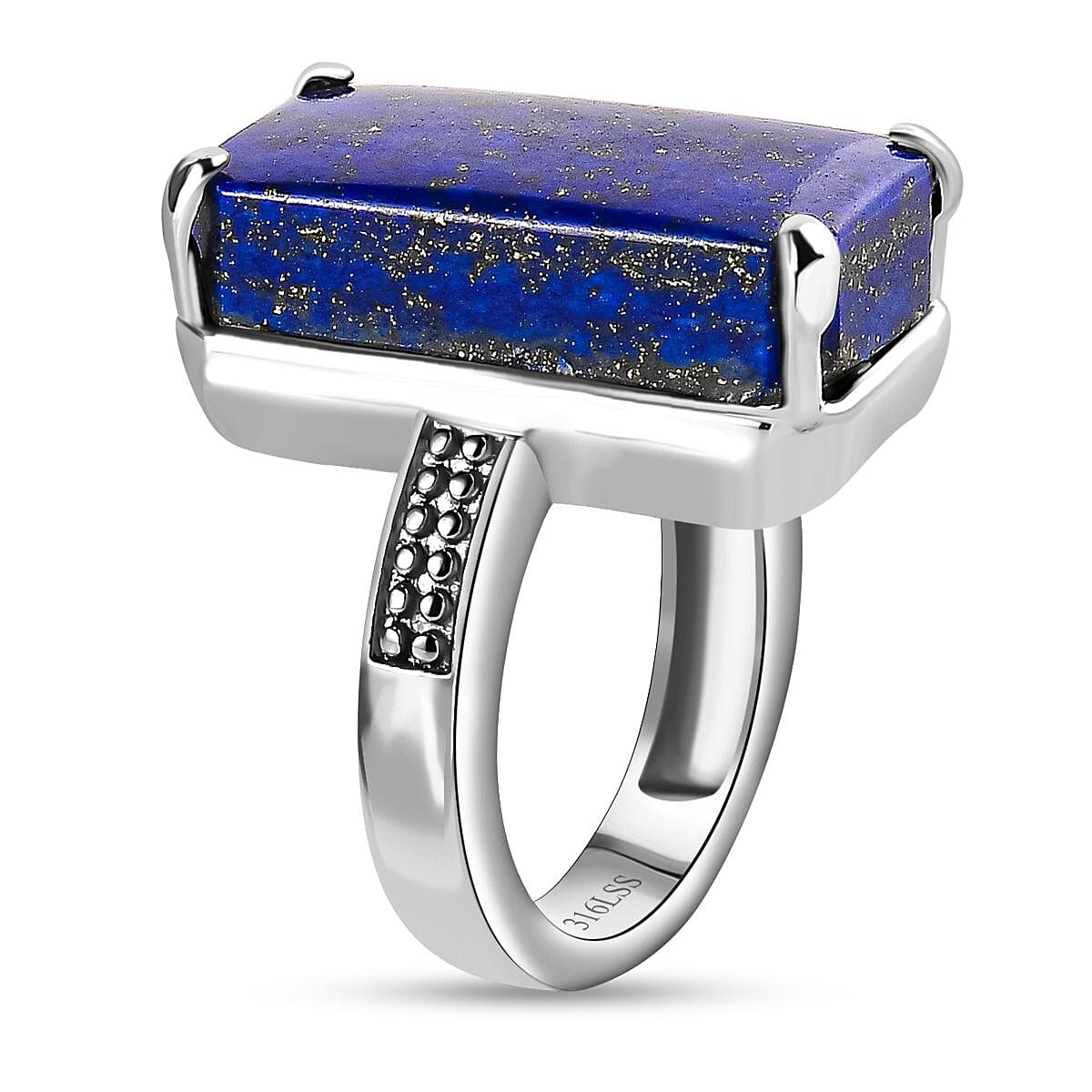 Lapis Lazuli 32.00 ctw Ring (Size 5.50) and Pendant in Stainless Steel