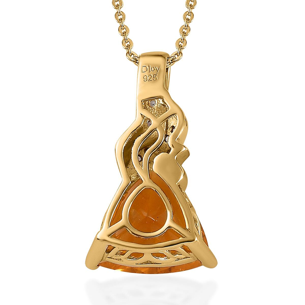 Premium BURITI Fire Opal and Multi Gemstone Pendant Necklace 20 Inches in Vermeil Yellow Gold Over Sterling Silver 3.00 ctw