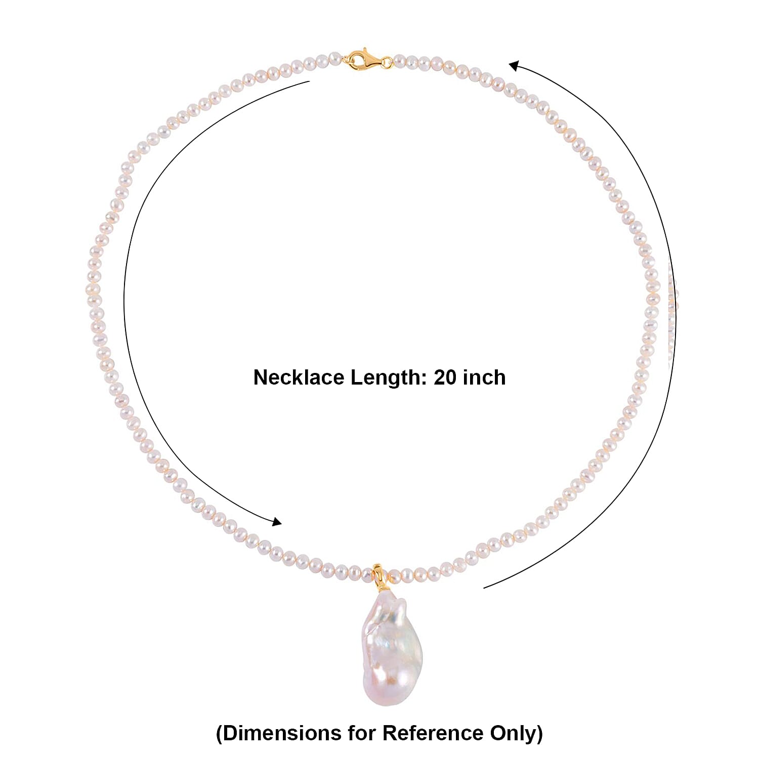 White Baroque Pearl Pendant with Freshwater Cultured Pearl Necklace in 14K YG Over Sterling Silver (20 Inches)