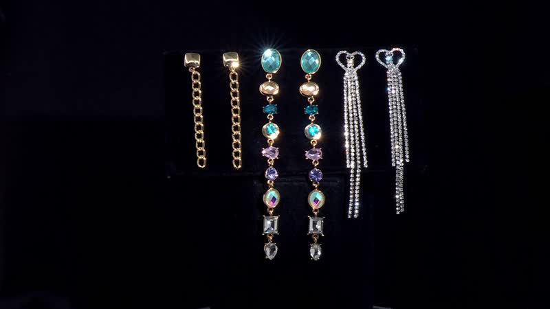 Set of 3 Multi Color Glass, Austrian Crystal Earrings in Silvertone, Rosetone, Goldtone