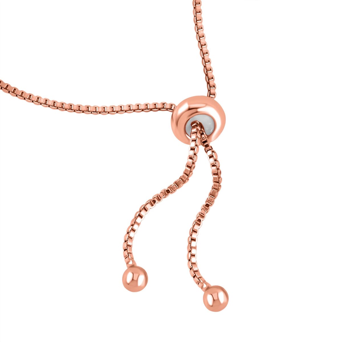 Simulated Diamond Infinity Necklace 20-22 Inches Bolo Bracelet and Earrings in Rosetone 0.50 ctw image number 7