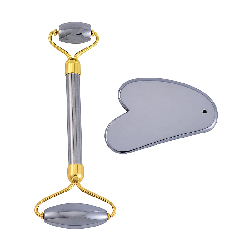 Set of Terahertz Facial Massage Roller and Gua Sha Massage Scraper 412.25 ctw