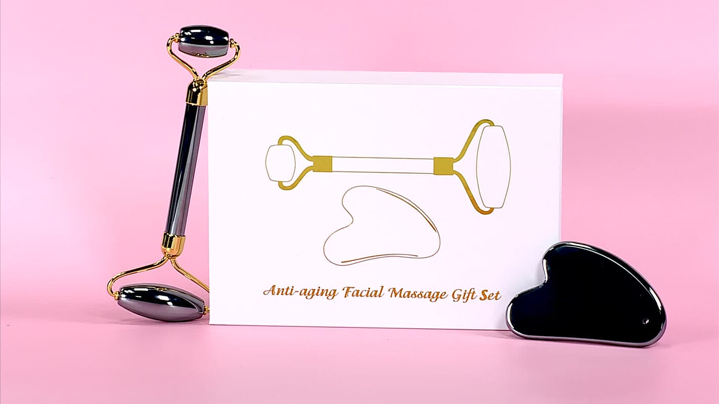 Set of Terahertz Facial Massage Roller and Gua Sha Massage Scraper 412.25 ctw