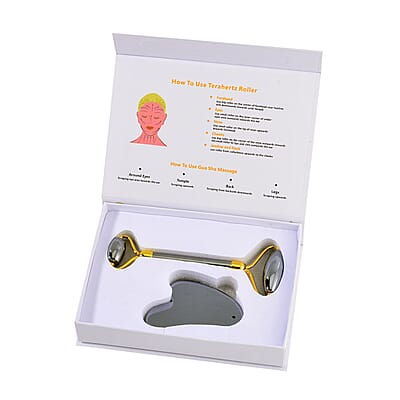 Set of Terahertz Facial Massage Roller and Gua Sha Massage Scraper 412.25 ctw