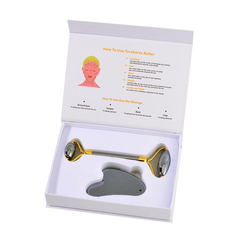 Set of Terahertz Facial Massage Roller and Gua Sha Massage Scraper 412.25 ctw