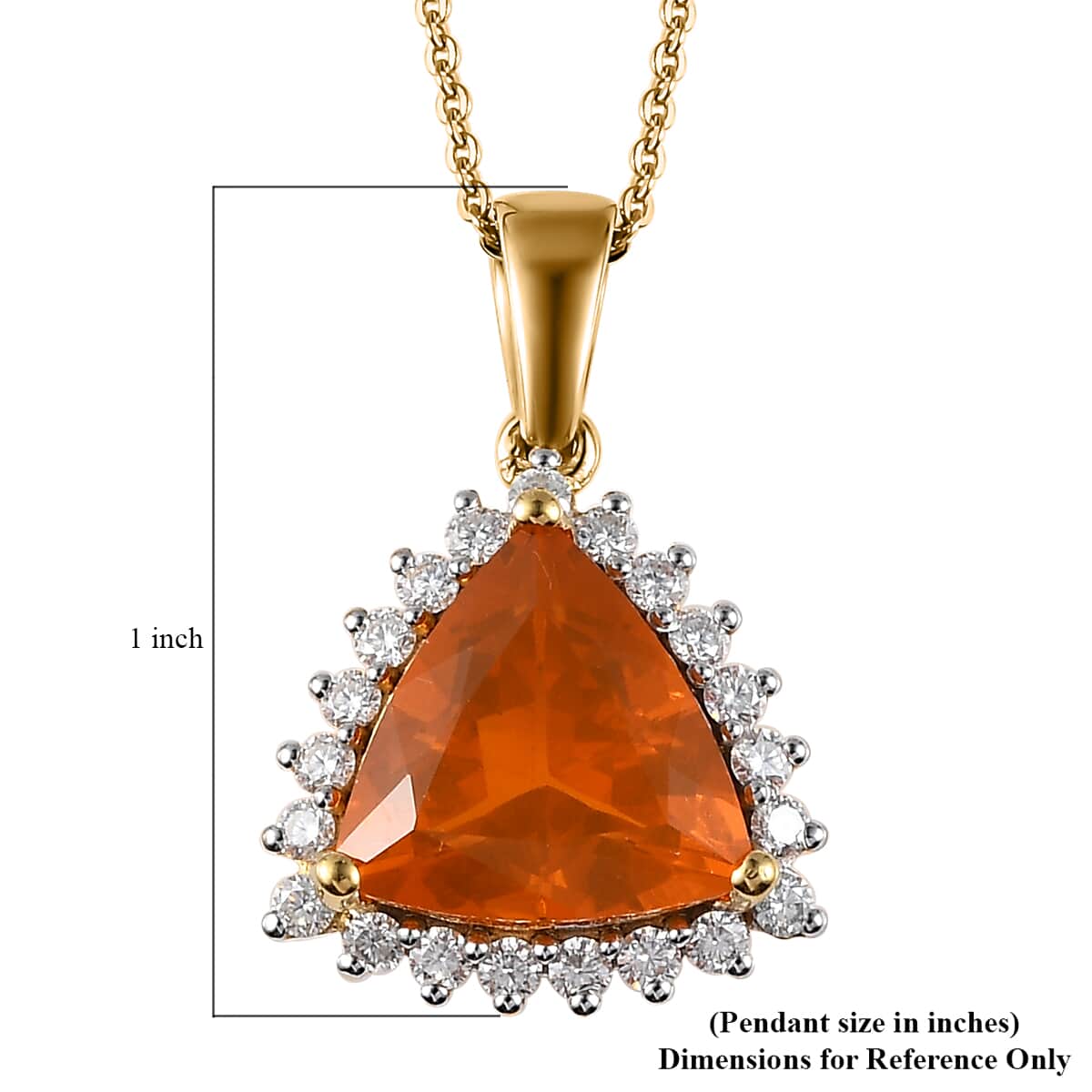 Premium BURITI Fire Opal and Moissanite Halo Pendant Necklace 20 Inches in Vermeil Yellow Gold Over Sterling Silver 3.50 ctw image number 6