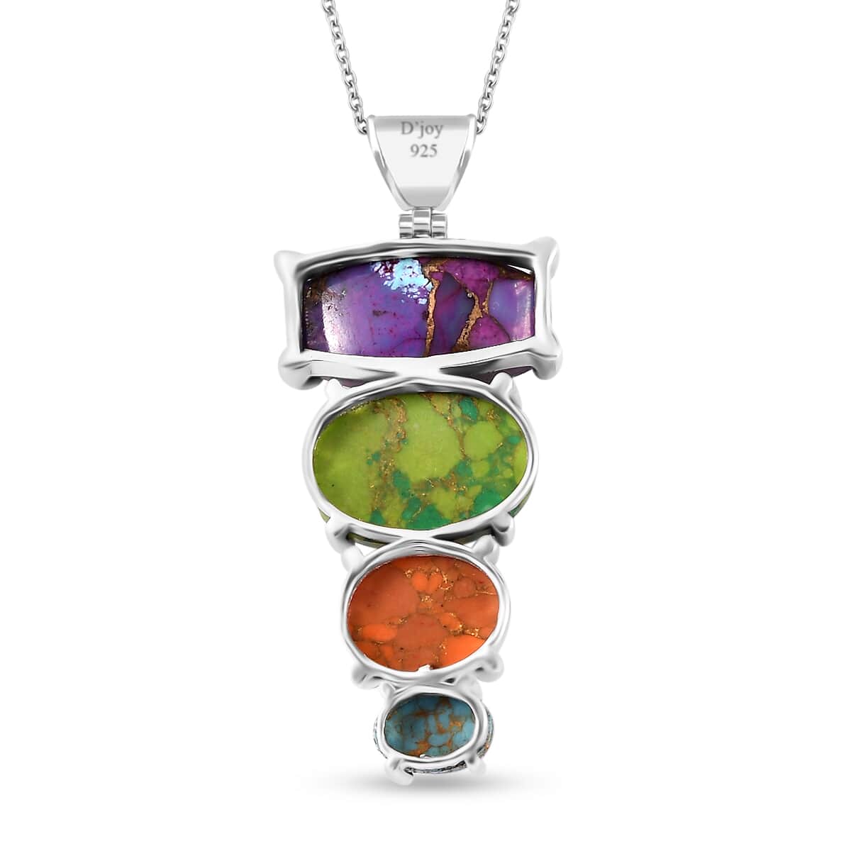 Mojave Multi Color Turquoise Pendant Necklace 20 Inches in Platinum Over Sterling Silver 16.85 ctw image number 4