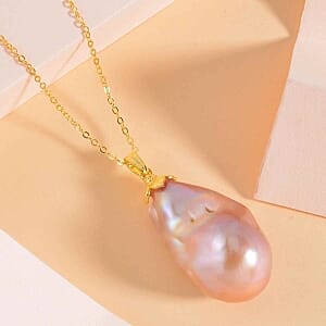 Multi Color Baroque Pearl Pendant 30.00 ctw Necklace in Vermeil YG Over Sterling Silver 18 Inches