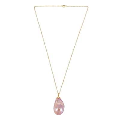 Multi Color Baroque Pearl Pendant 30.00 ctw Necklace in Vermeil YG Over Sterling Silver 18 Inches