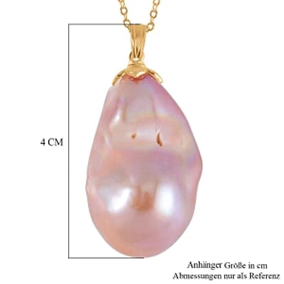 Multi Color Baroque Pearl Pendant 30.00 ctw Necklace in Vermeil YG Over Sterling Silver 18 Inches