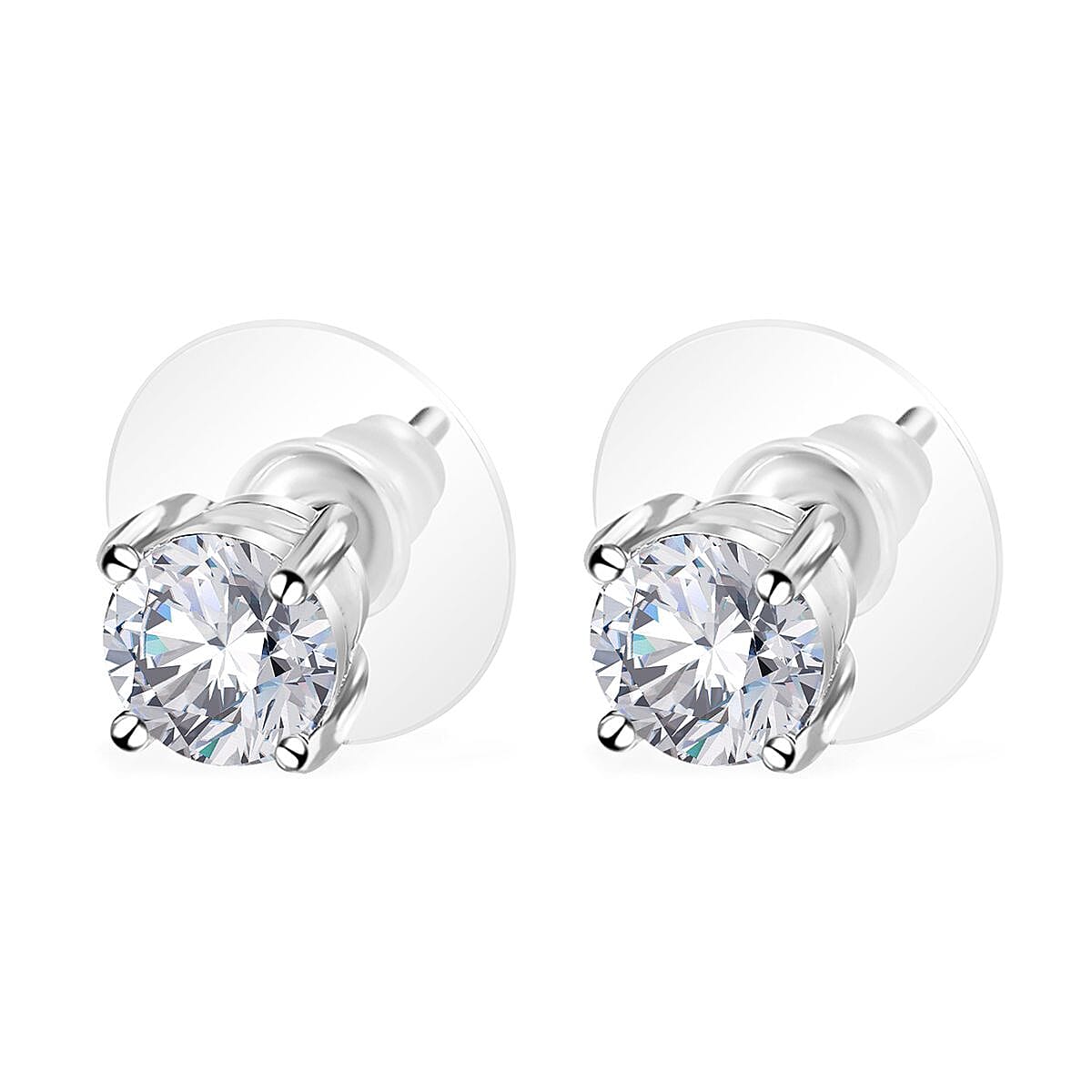 Moissanite Jewelry Set, Set of Moissanite Stud Earrings, Moissanite Solitaire Ring and Moissanite Pendant Necklace, Rhodium Over Sterling Silver Jewelry Set 2.35 ctw