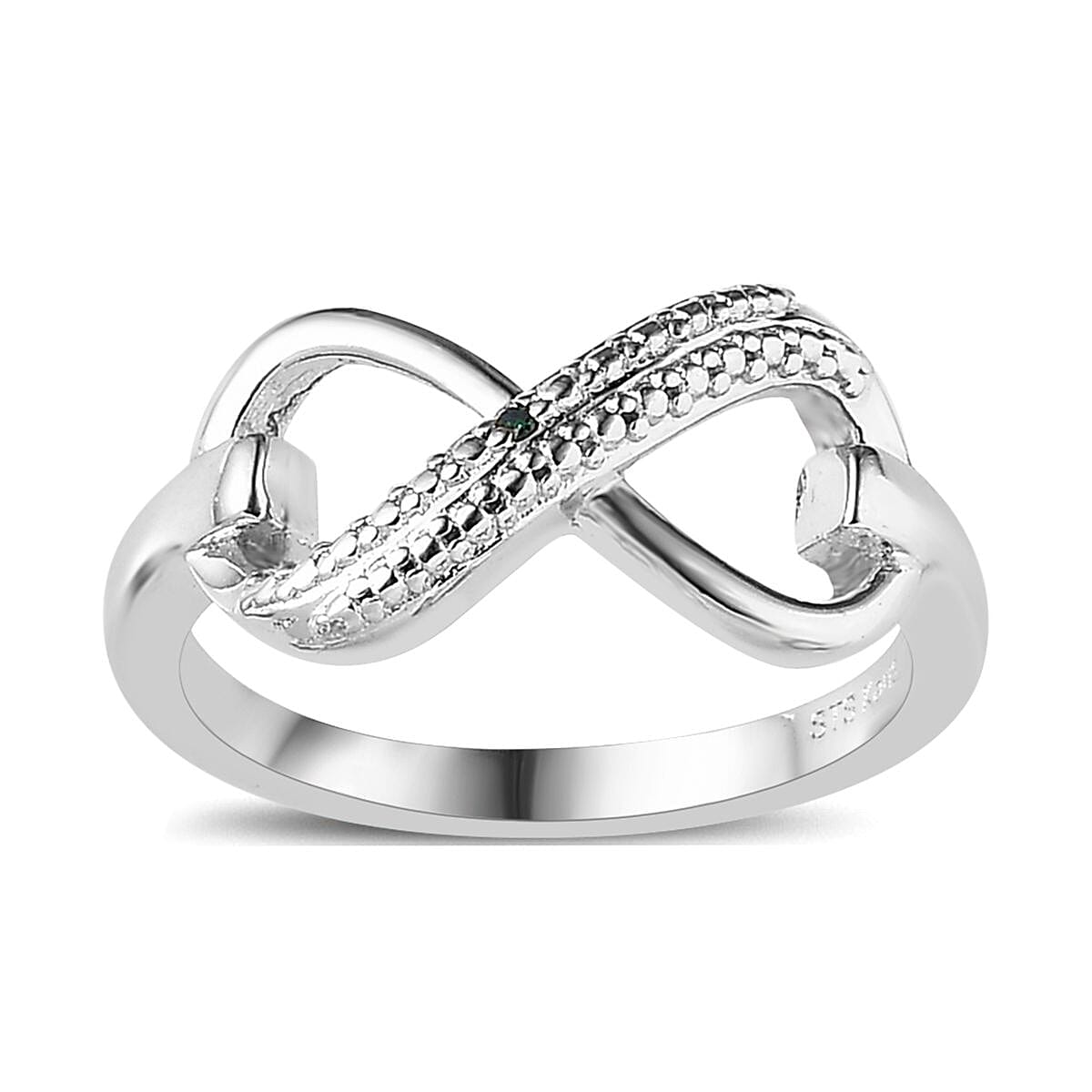 Ankurs Treasure Chest Karis Natural Champagne and White Diamond, Blue Diamond (IR) Accent Set of 3 Leafs, Claddagh, Infinity Ring in 18K YRG Plated and Platinum Bond (Size 5.0)