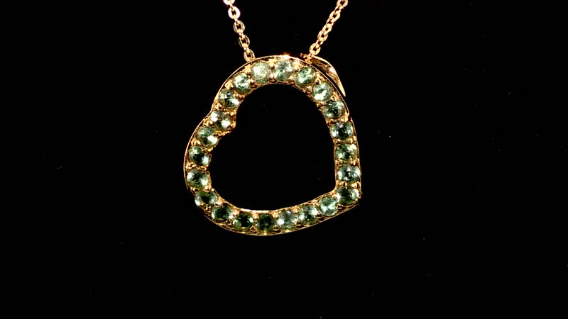 Tanzanian Natural Green Apatite Heart Pendant Necklace 20 Inches in Vermeil Yellow Gold Over Sterling Silver 0.85 ctw