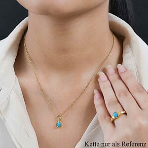 Sleeping Beauty Turquoise 1.02 ctw Solitaire Pendant and Ring (Size 6.5) in Vermeil YG Over Sterling Silver
