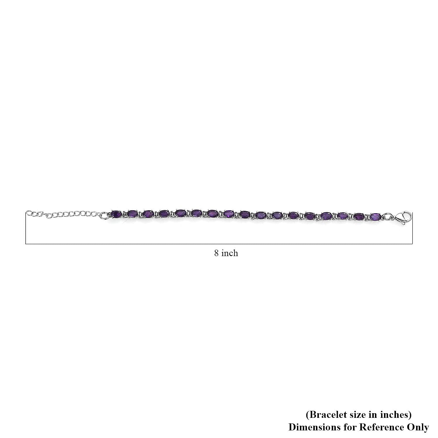 African Amethyst Bracelet (6.5-8.5In), Earrings, Ring (Size 5), Pendant Necklace 20 Inches in Stainless Steel 24.75 ctw
