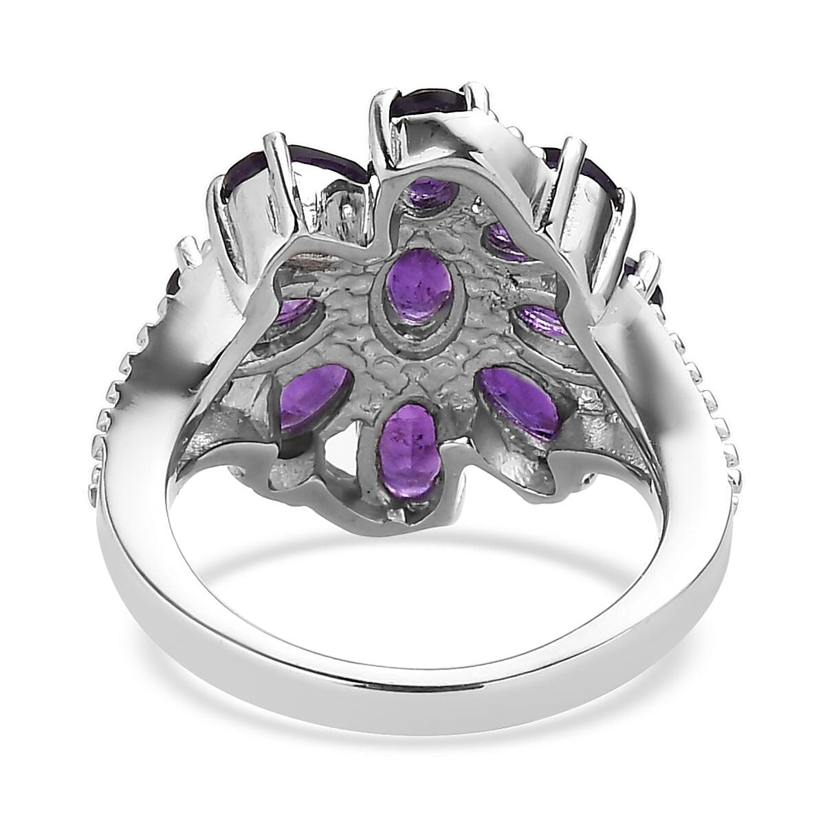 African Amethyst Bracelet (6.5-8.5In), Earrings, Ring (Size 5), Pendant Necklace 20 Inches in Stainless Steel 24.75 ctw