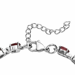 Mozambique Garnet Bracelet (6.5-8.5In), Earrings, Ring (Size 9) and Pendant Necklace (20 Inches) in Stainless Steel 29.50 ctw