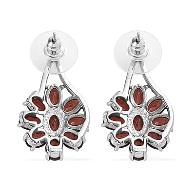 Mozambique Garnet Bracelet (6.5-8.5In), Earrings, Ring (Size 9) and Pendant Necklace (20 Inches) in Stainless Steel 29.50 ctw