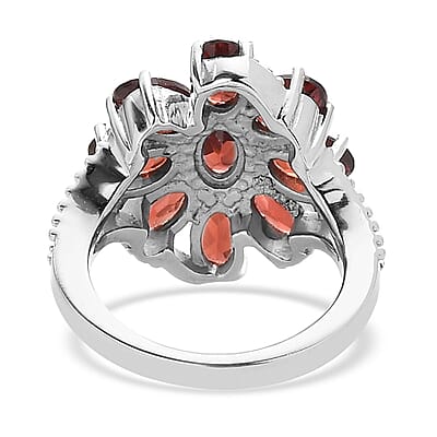 Mozambique Garnet Bracelet (6.5-8.5In), Earrings, Ring (Size 9) and Pendant Necklace (20 Inches) in Stainless Steel 29.50 ctw