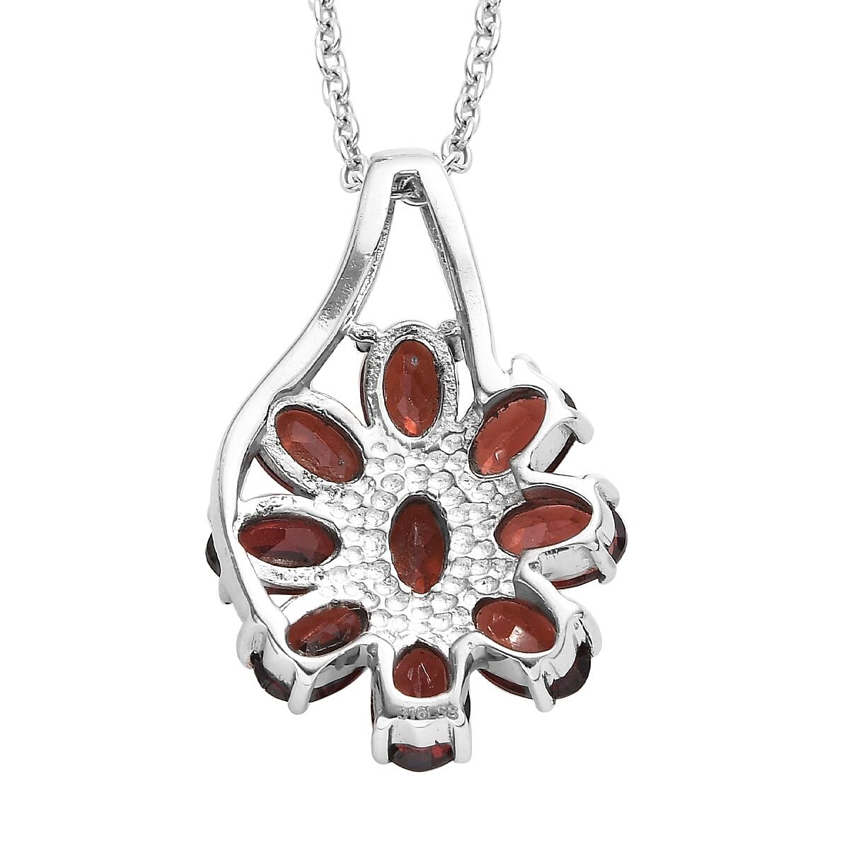 Mozambique Garnet Bracelet (6.5-8.5In), Earrings, Ring (Size 9) and Pendant Necklace (20 Inches) in Stainless Steel 29.50 ctw image number 12