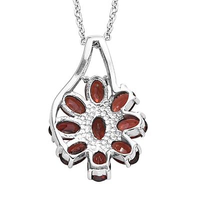 Mozambique Garnet Bracelet (6.5-8.5In), Earrings, Ring (Size 9) and Pendant Necklace (20 Inches) in Stainless Steel 29.50 ctw