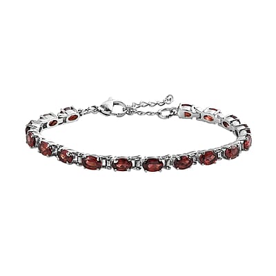 Mozambique Garnet Bracelet (6.5-8.5In), Earrings, Ring (Size 9) and Pendant Necklace (20 Inches) in Stainless Steel 29.50 ctw
