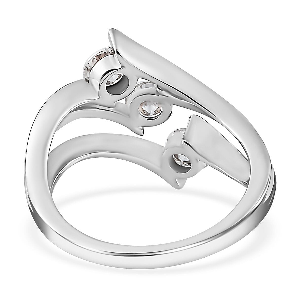 Moissanite 3 Stone Ring (Size 9.0) and Pendant Necklace 20 Inches in Vermeil YRG and Platinum Over Sterling Silver 1.40 ctw image number 5