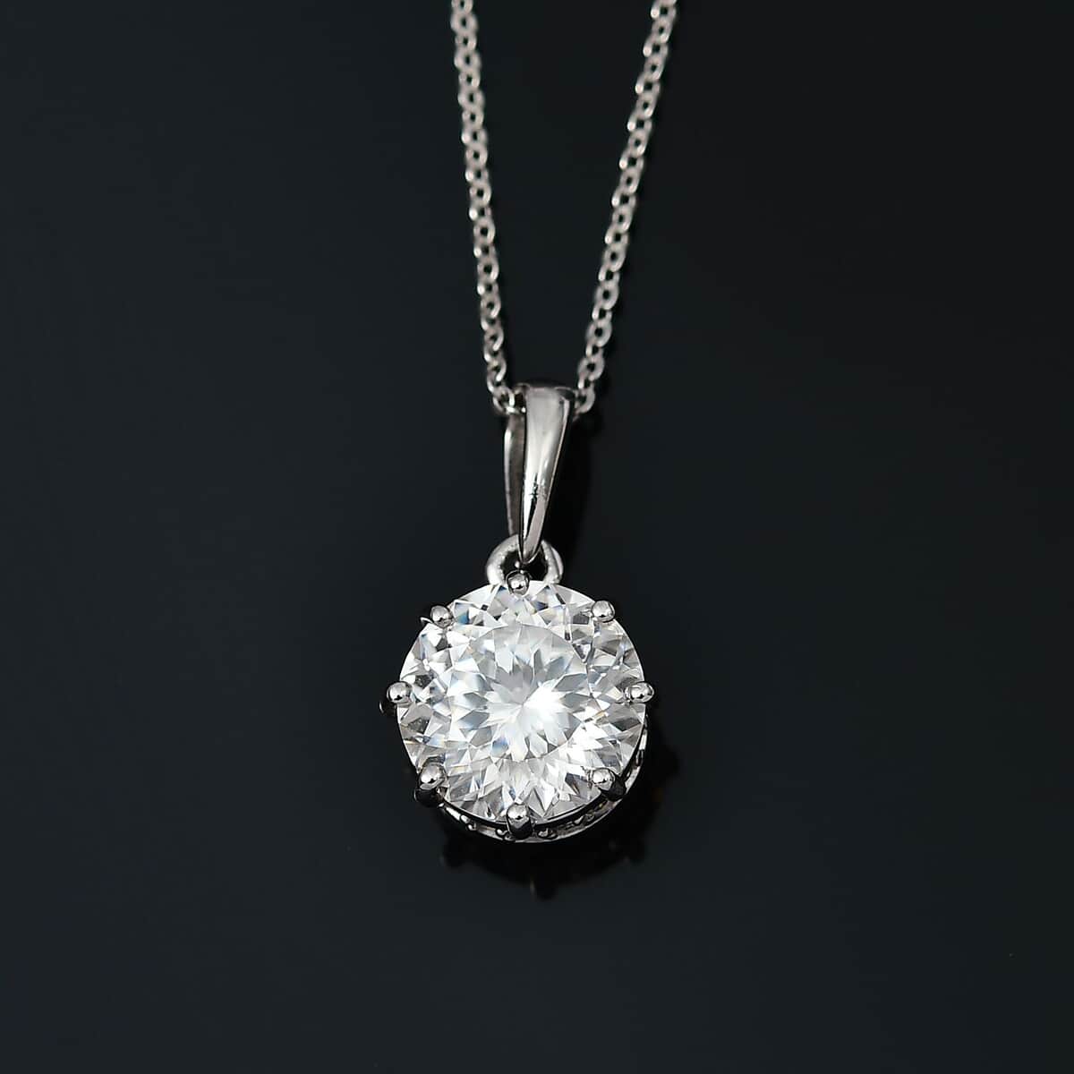 Buy 120 Facets Moissanite Pendant Necklace 20 Inches in Platinum Over ...