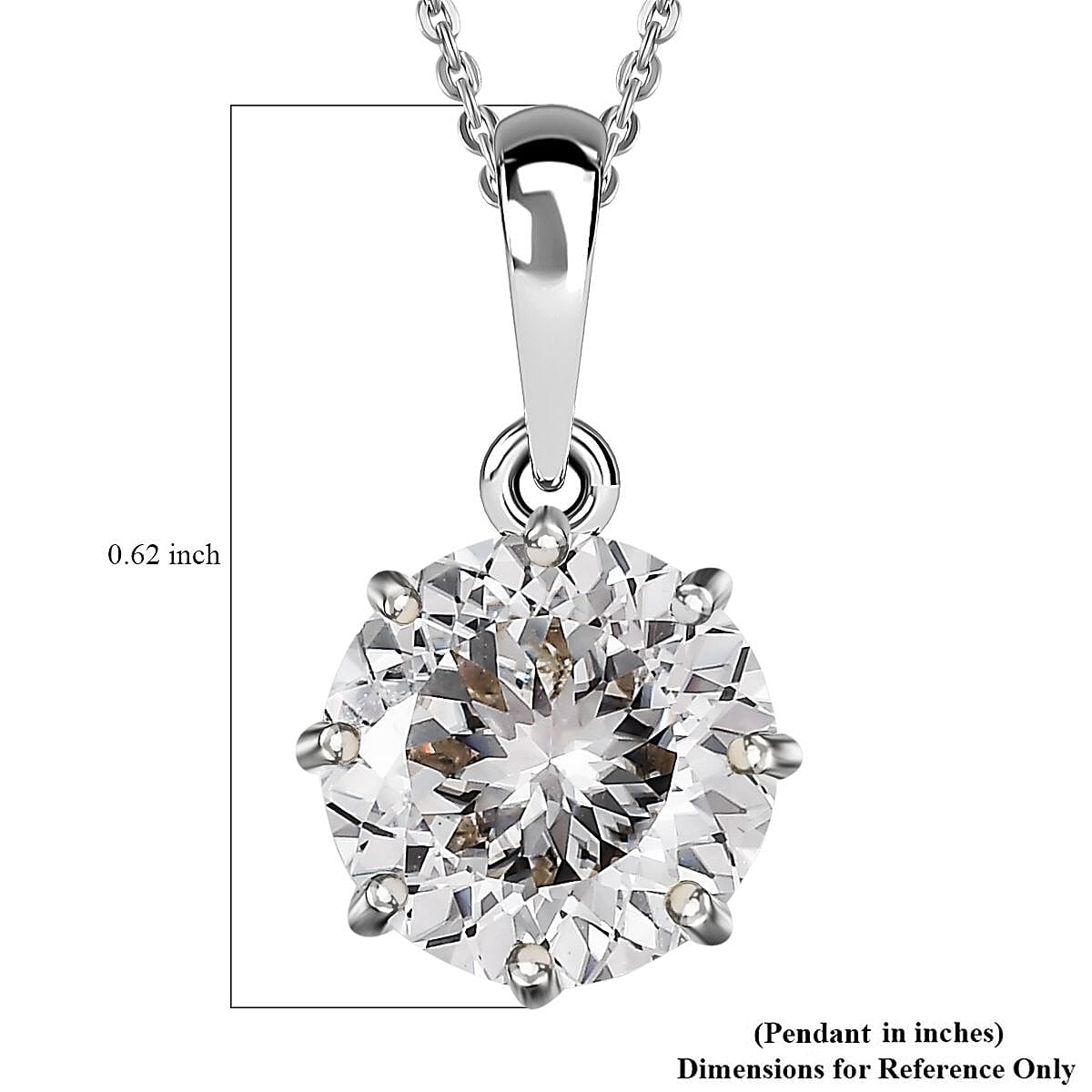 120 Facets Moissanite Pendant Necklace 20 Inches in Platinum Over Sterling Silver 2.50 ctw image number 5