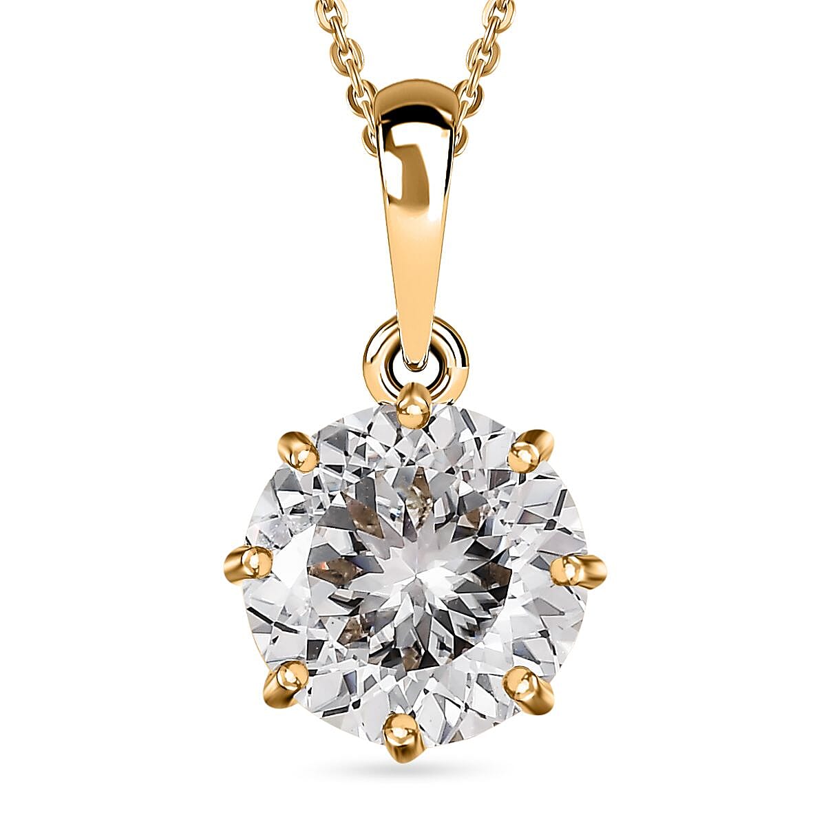 120 Facets Moissanite Pendant Necklace 20 Inches in Vermeil Yellow Gold Over Sterling Silver 2.90 ctw image number 0