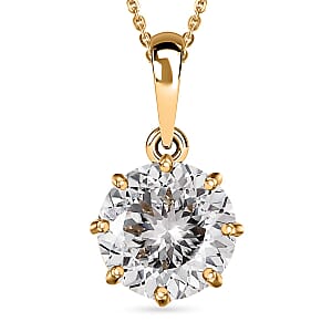 120 Facets Moissanite Pendant Necklace 20 Inches in Vermeil Yellow Gold Over Sterling Silver 2.90 ctw