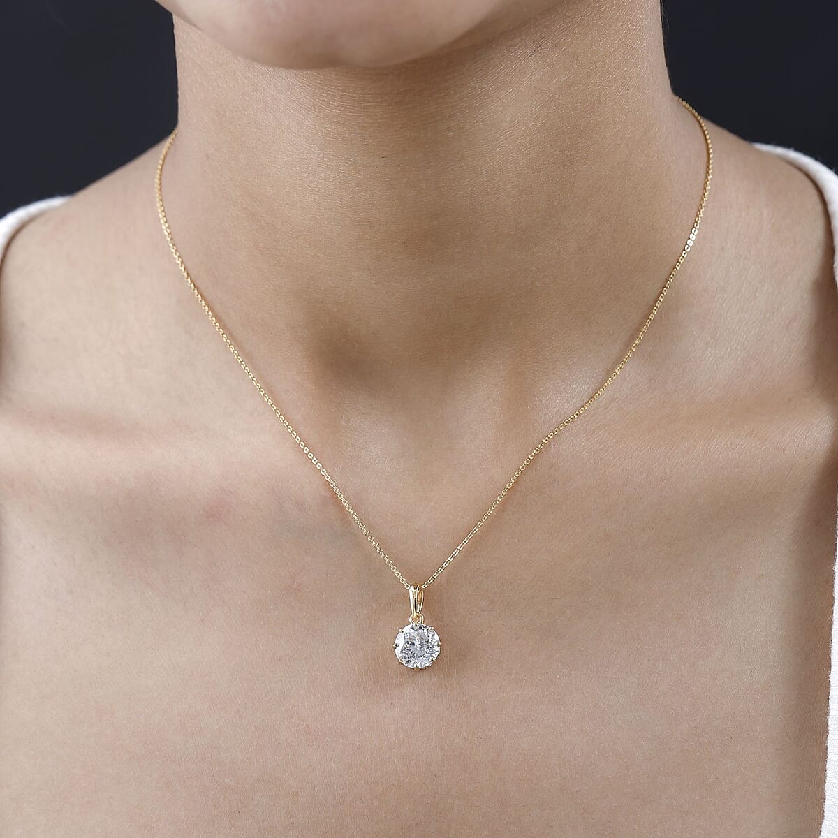 120 Facets Moissanite Pendant Necklace 20 Inches in Vermeil Yellow Gold Over Sterling Silver 2.90 ctw image number 2