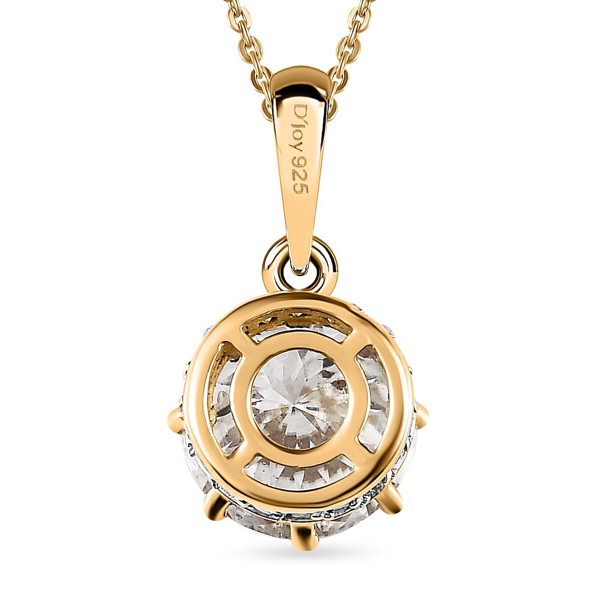 120 Facets Moissanite Pendant Necklace 20 Inches in Vermeil Yellow Gold Over Sterling Silver 2.90 ctw image number 4