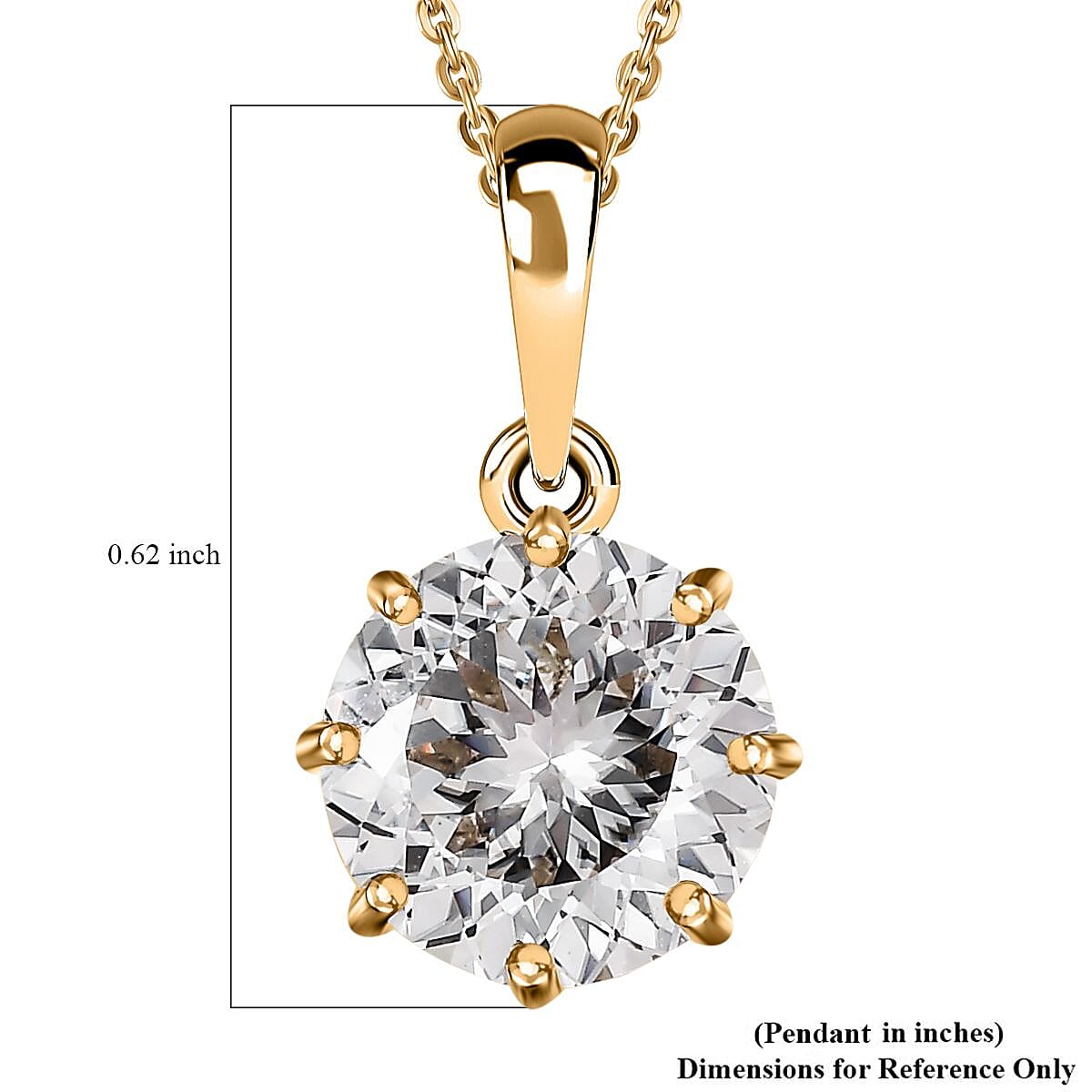 120 Facets Moissanite Pendant Necklace 20 Inches in Vermeil Yellow Gold Over Sterling Silver 2.90 ctw image number 5