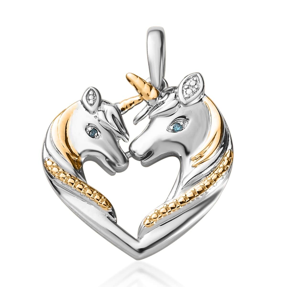Blue Diamond (IR) Accent Horse Pendant in 14K YG Over and Platinum Over Copper with Stainless Steel Necklace 20 Inches image number 0