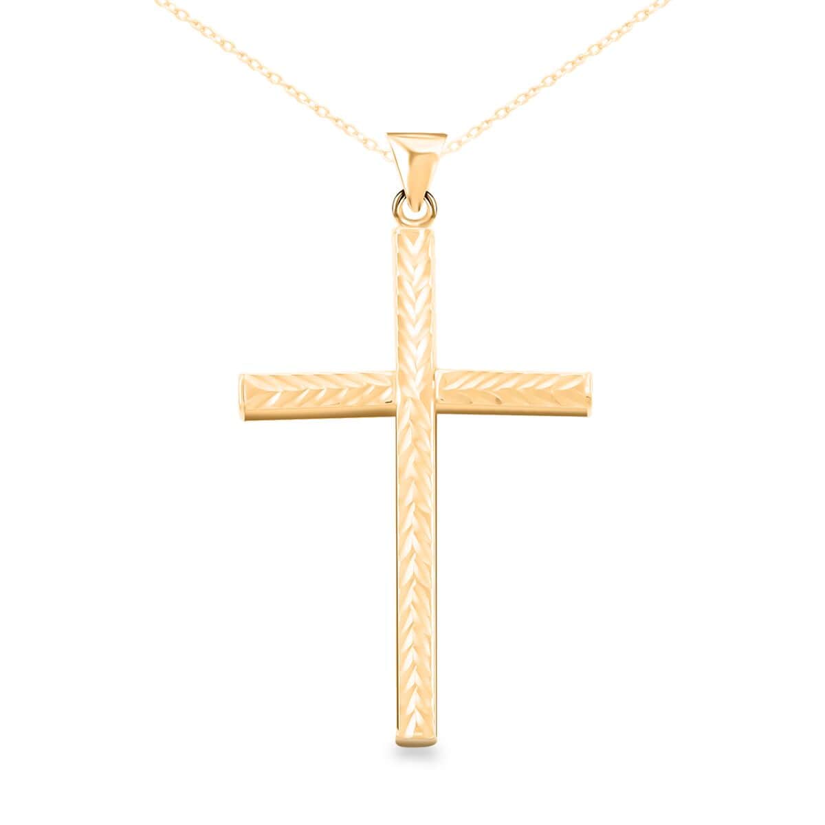 14K Yellow Gold Over Sterling Silver Cross Pendant Necklace 18 Inches 3.35 Grams image number 0