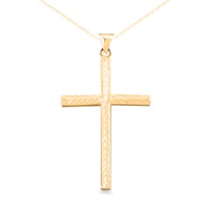 14K Yellow Gold Over Sterling Silver Cross Pendant Necklace 18 Inches 3.35 Grams