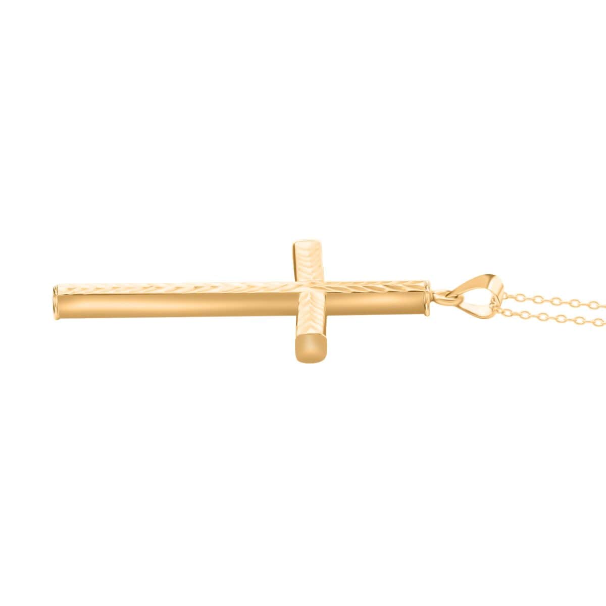14K Yellow Gold Over Sterling Silver Cross Pendant Necklace 18 Inches 3.35 Grams image number 3
