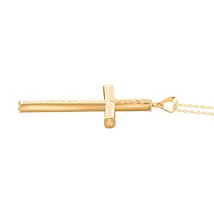 14K Yellow Gold Over Sterling Silver Cross Pendant Necklace 18 Inches 3.35 Grams