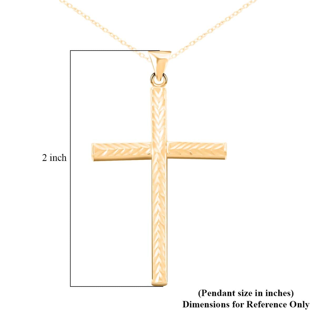 14K Yellow Gold Over Sterling Silver Cross Pendant Necklace 18 Inches 3.35 Grams image number 5