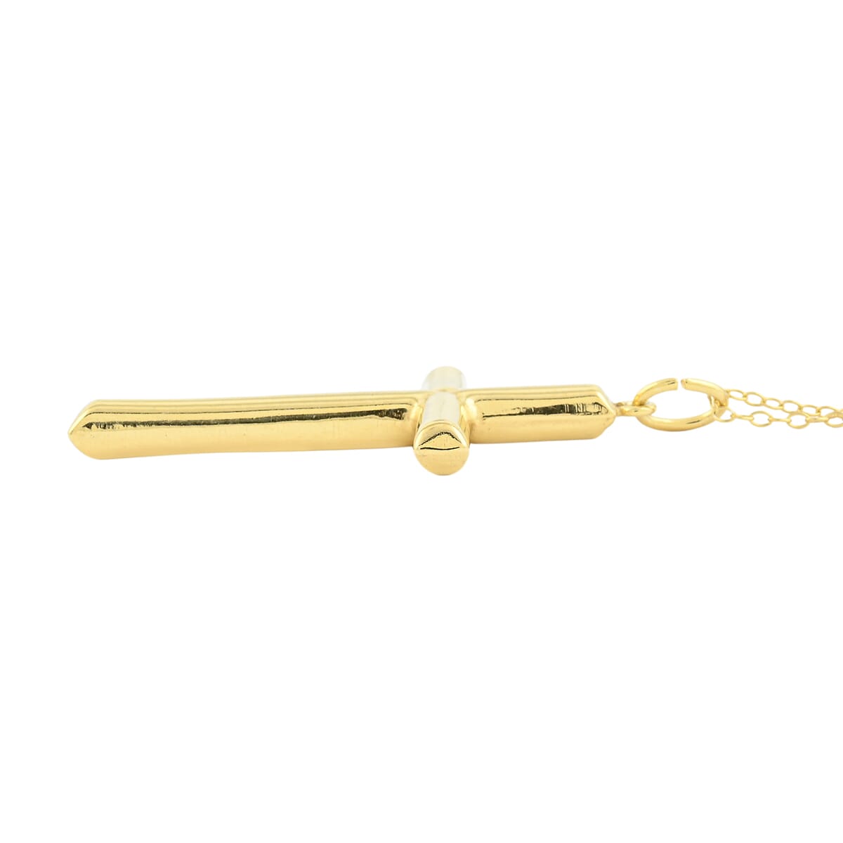 14K Yellow Gold Over Sterling Silver Cross Pendant Necklace 18 Inches 3.25 Grams image number 3