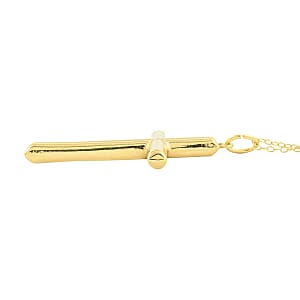 14K Yellow Gold Over Sterling Silver Cross Pendant Necklace 18 Inches 3.25 Grams