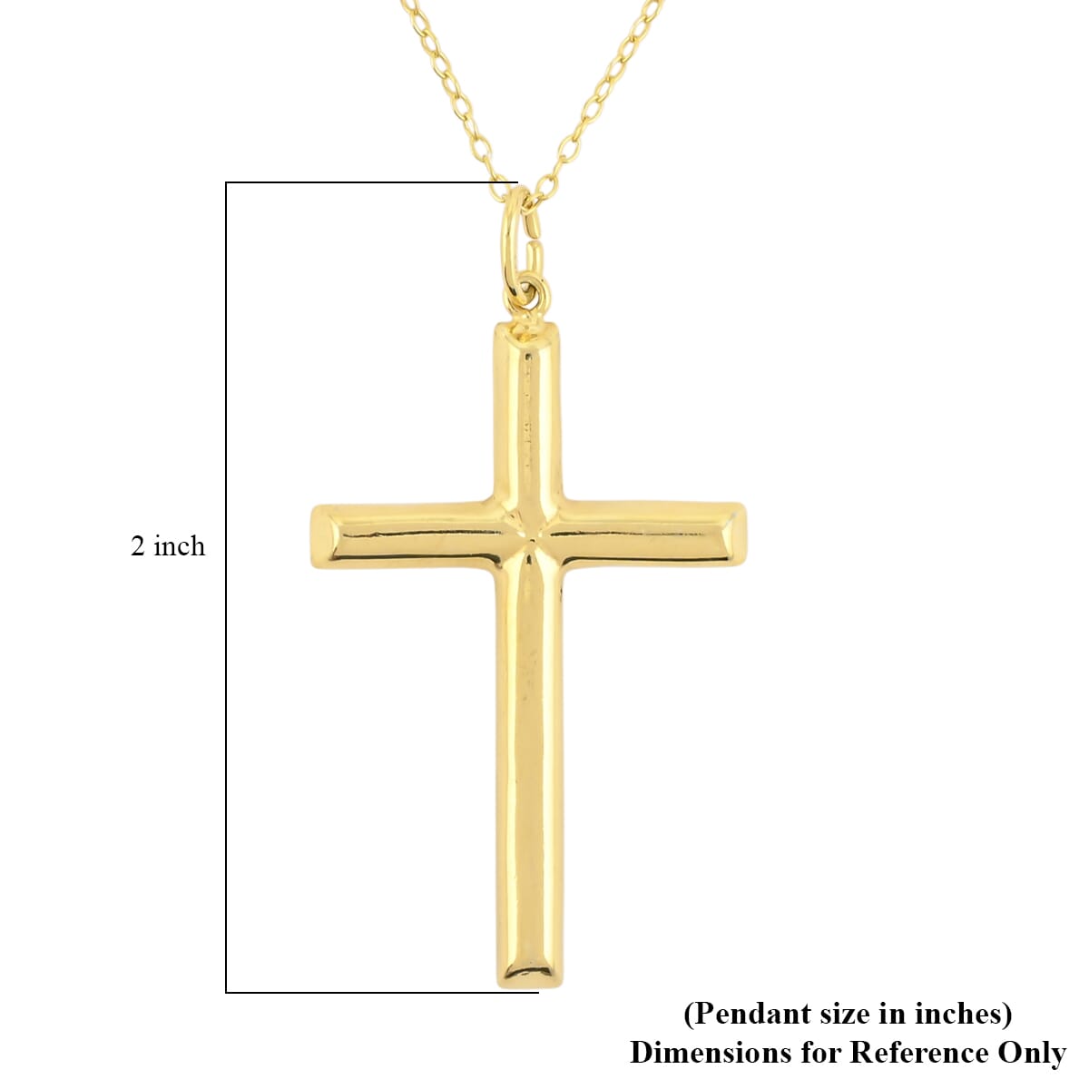 14K Yellow Gold Over Sterling Silver Cross Pendant Necklace 18 Inches 3.25 Grams image number 5