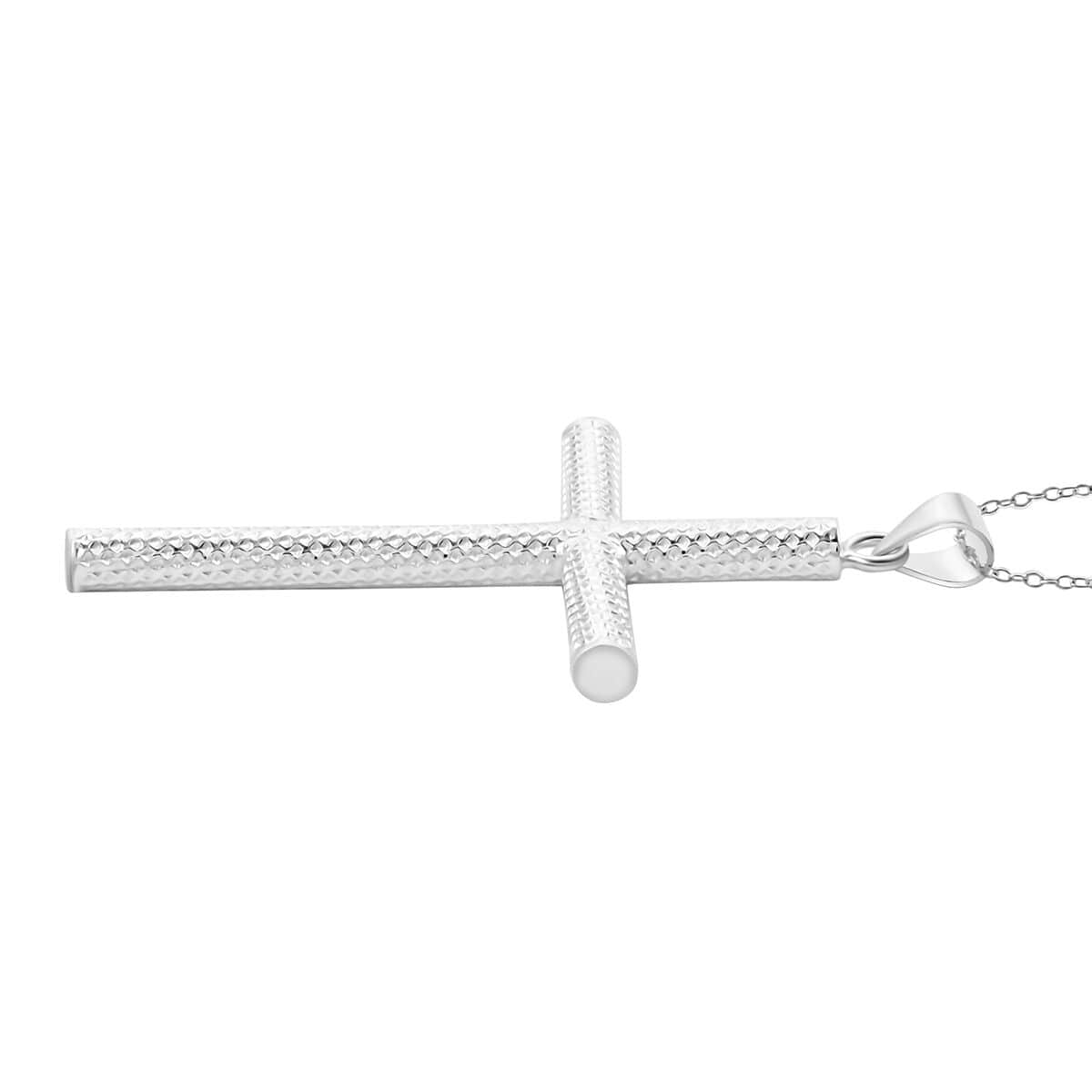 Sterling Silver Textured Cross Pendant Necklace 18 Inches 2.55 Grams image number 3