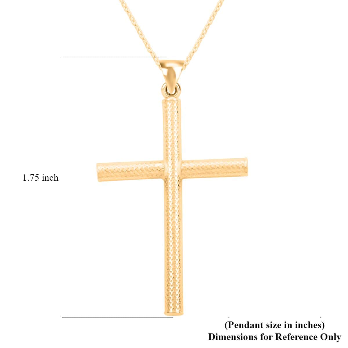 14K Yellow Gold Over Sterling Silver Textured Cross Pendant Necklace 18 Inches 3 Grams image number 5