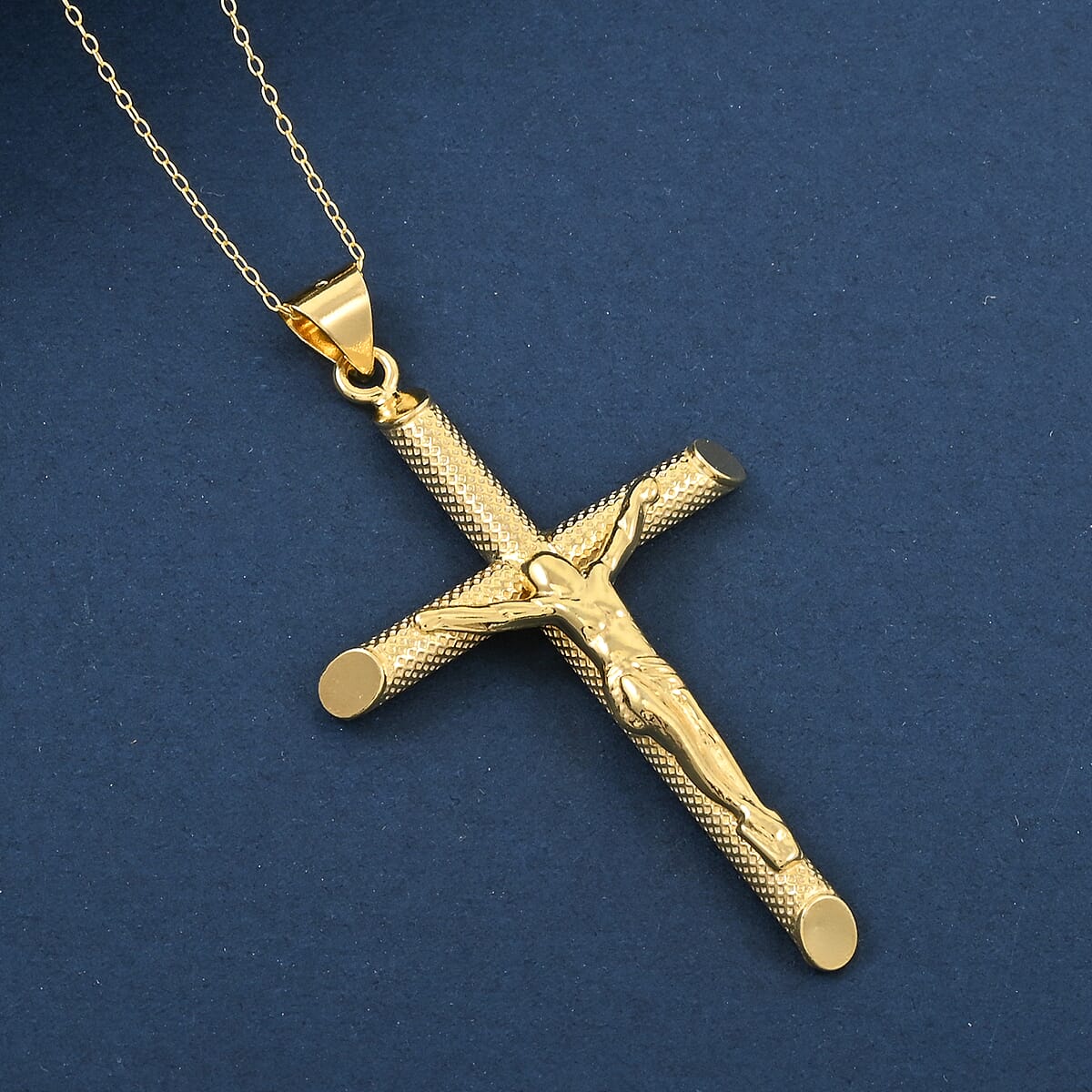 Cross Pendant Necklace in 14K Yellow Gold Over Sterling Silver 18 Inches 2.90 Grams image number 1
