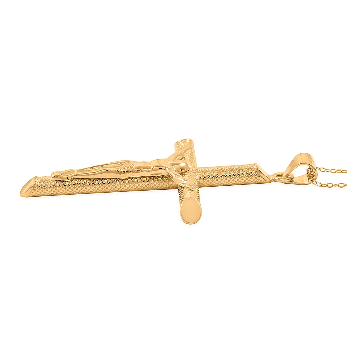 Cross Pendant Necklace in 14K Yellow Gold Over Sterling Silver 18 Inches 2.90 Grams image number 3