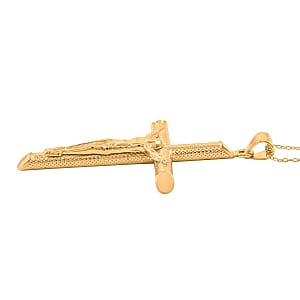 Cross Pendant Necklace in 14K Yellow Gold Over Sterling Silver 18 Inches 2.90 Grams