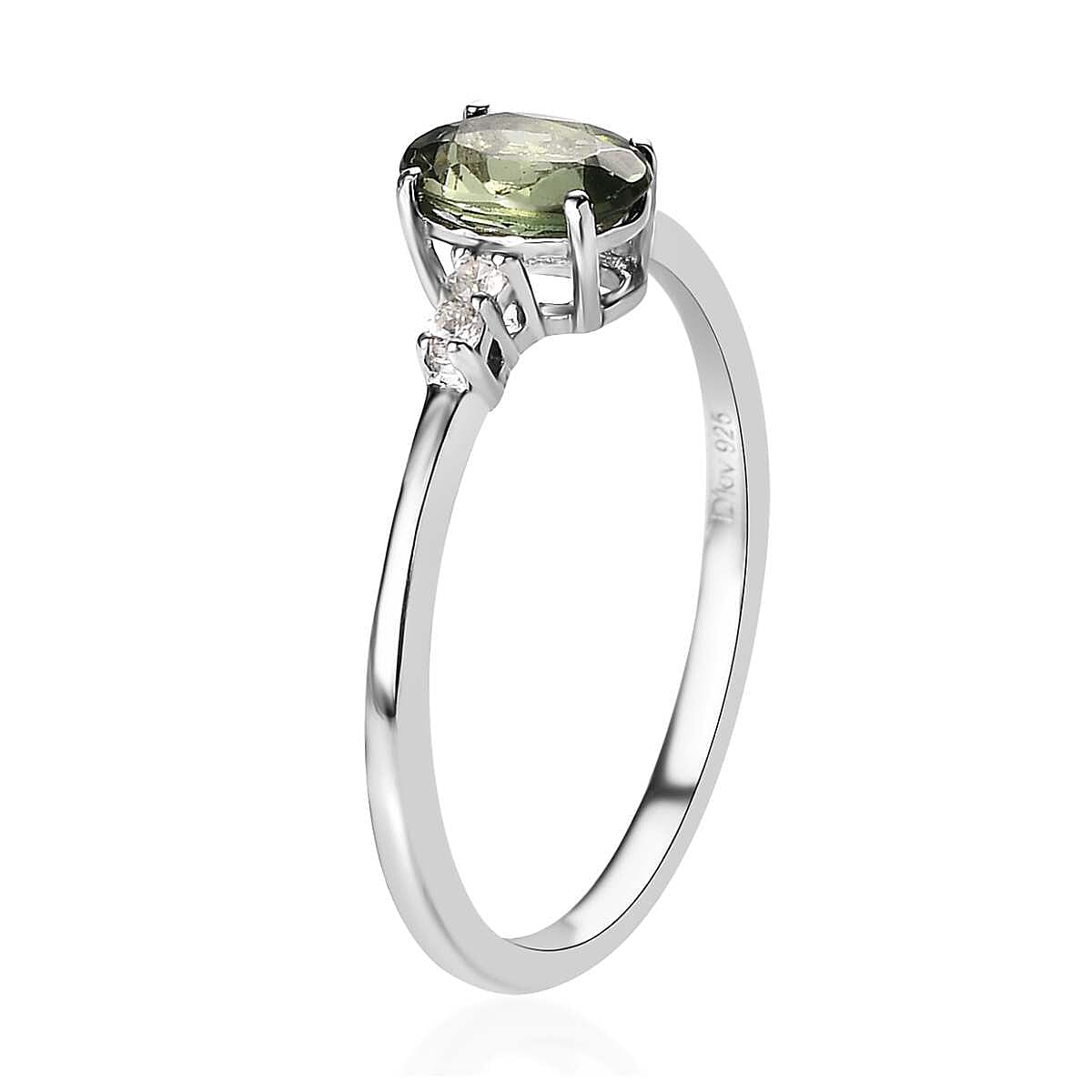 Tanzanian Natural Green Apatite and White Zircon 2.35 ctw Stud Earrings, Ring (Size 5.0) and Pendant in Platinum Over Sterling Silver